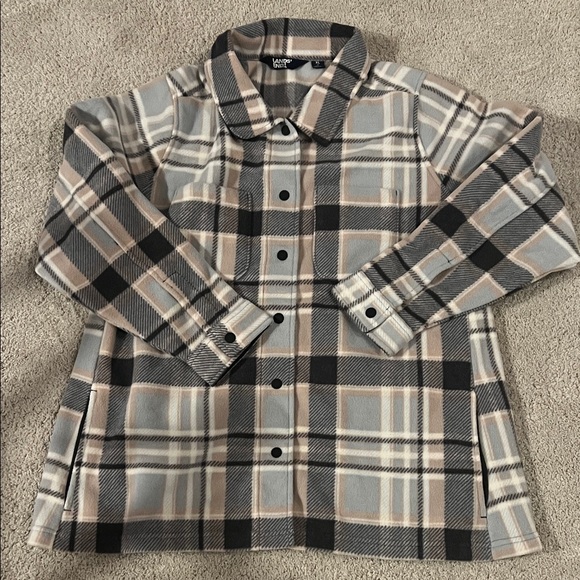 Lands' End Tops - Lands' End Tan and Gray Plaid Shirt